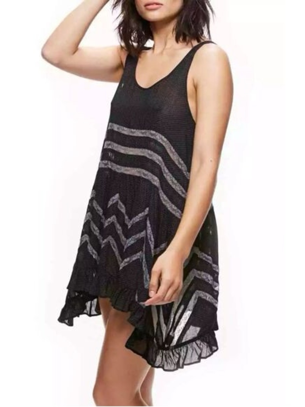 Free People Black Dress with Silver Stripes